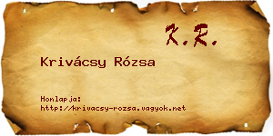 Krivácsy Rózsa névjegykártya