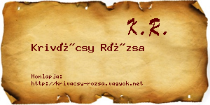 Krivácsy Rózsa névjegykártya